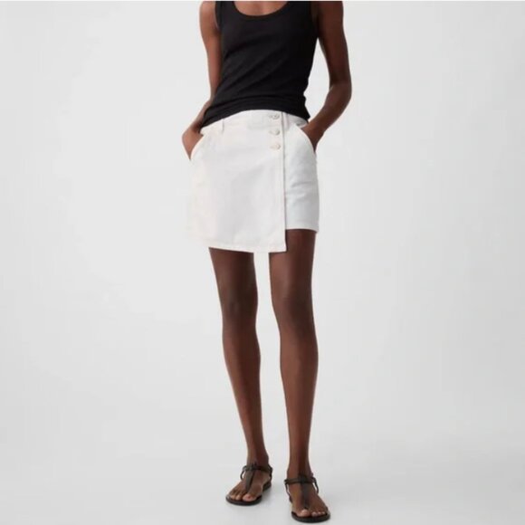 GAP White Denim Wrap Mini Skort – Size 31 – NWT - Picture 3 of 10